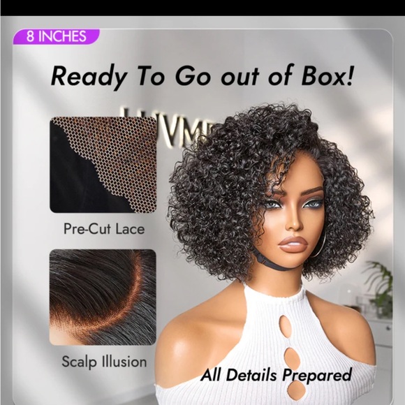 Luv Me Natural Curly Pre Cut Lace Wig - Black - Picture 2 of 5